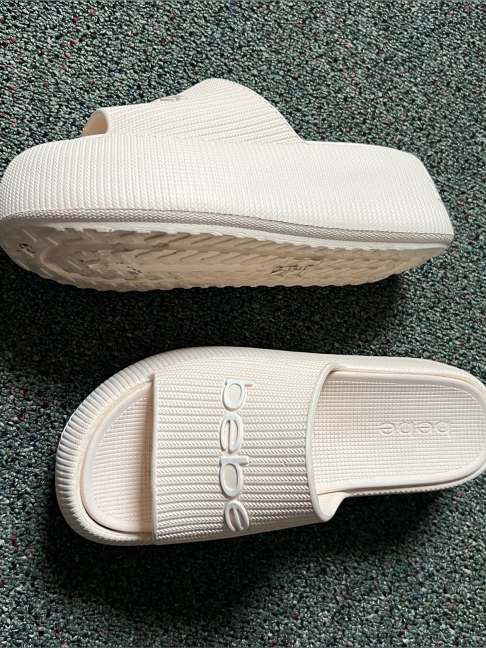 BEBE White Cream Rubber Summer Swim Platform Sandals Slides Slipper Shoes Sz 8 - Picture 7 of 16